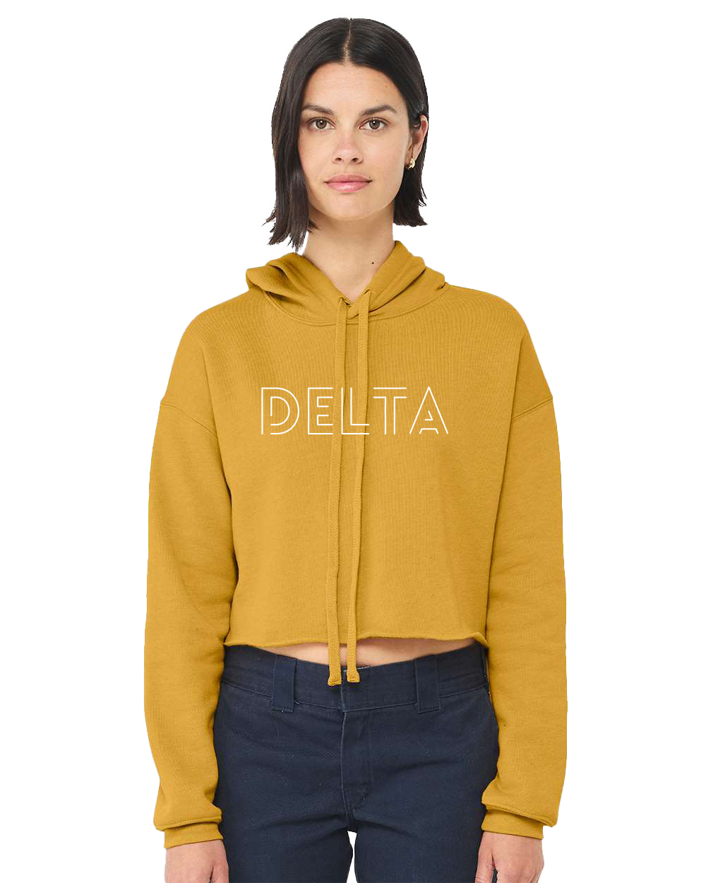 Delta Eagles Cropped Hoodie - Heather Mustard