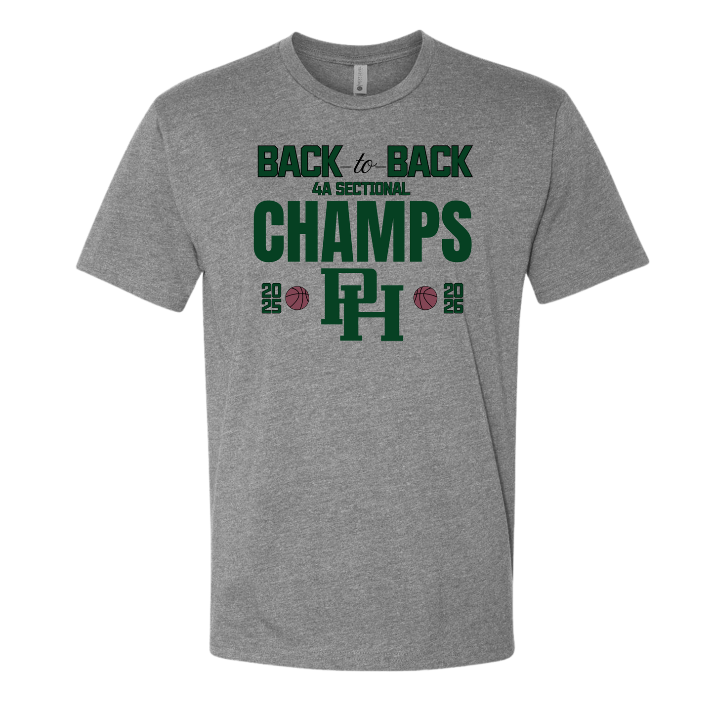 Back2Back Lady Arabians Basketball Sectional Champs Tshirt - Heather Grey