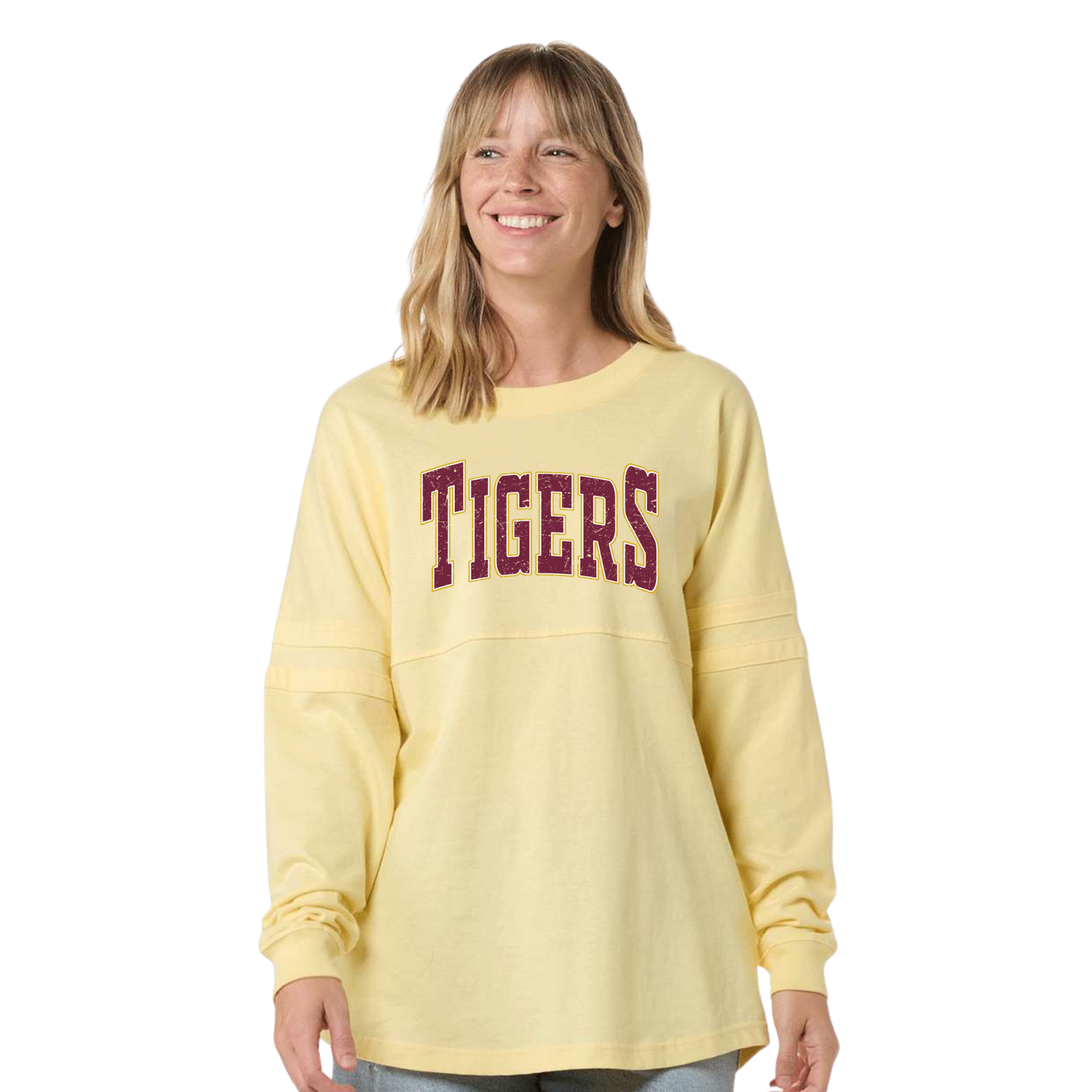 Alex Tigers Women's Pom Pom Long Sleeve Jersey T-Shirt - Daffodil