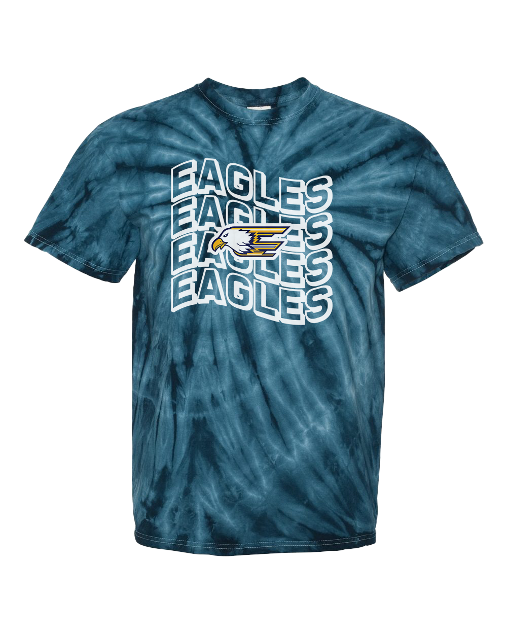 Delta Eagles Wavy Font Tie Dye Tshirt - Navy