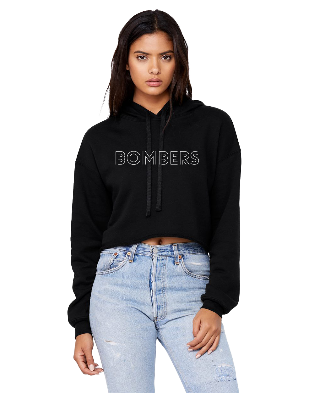 Rensselaer Central Bombers Women's Cropped Hoodie - Black