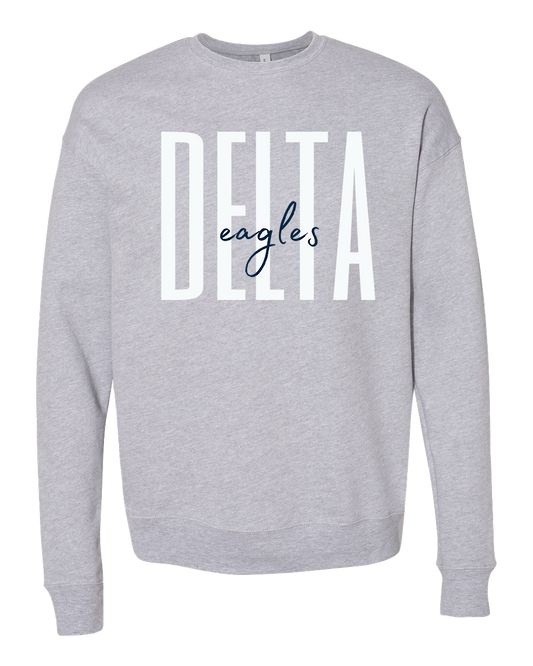 Delta Eagles Script Crew Sweatshirt - Athletic Heather