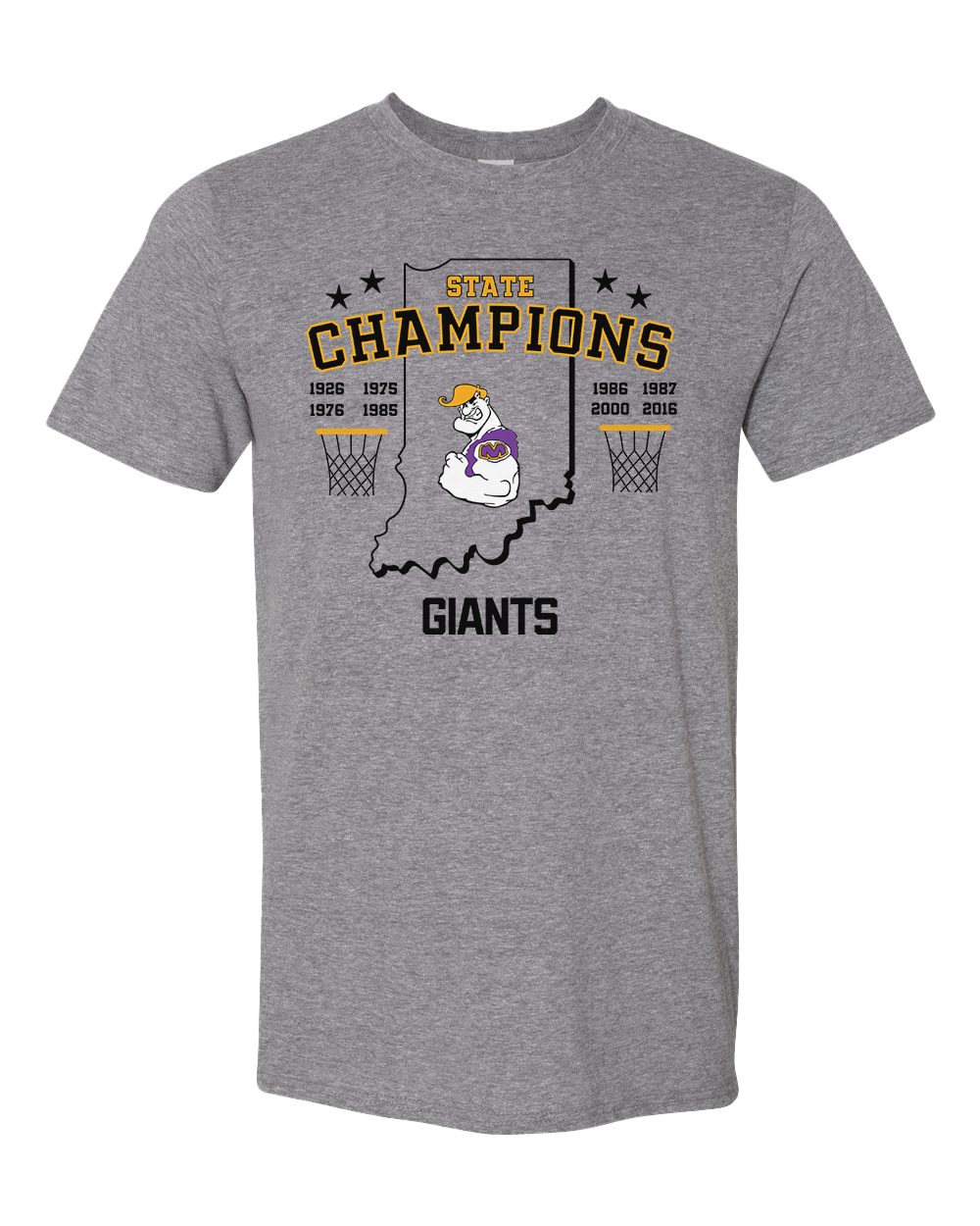 Marion Giants Basketball 8x Champions Tshirt - Graphite Heather