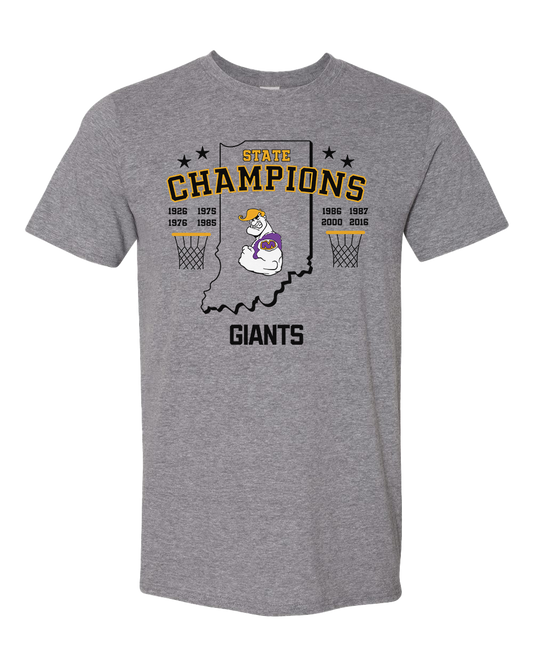 Marion Giants Basketball 8x Champions Tshirt - Graphite Heather