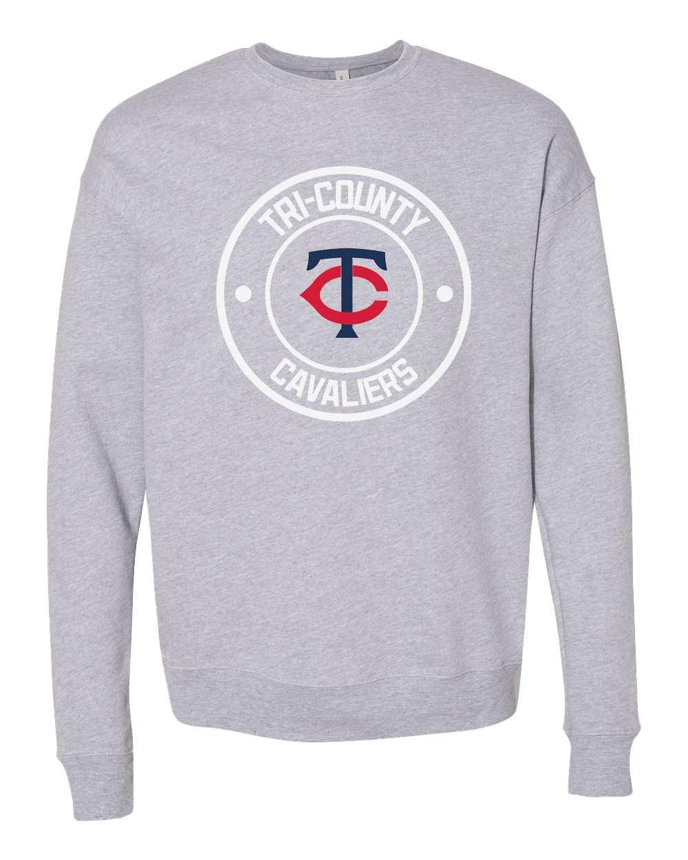 Tri-County Cavaliers Round Logo Crew Sweatshirt - Athletic Heather