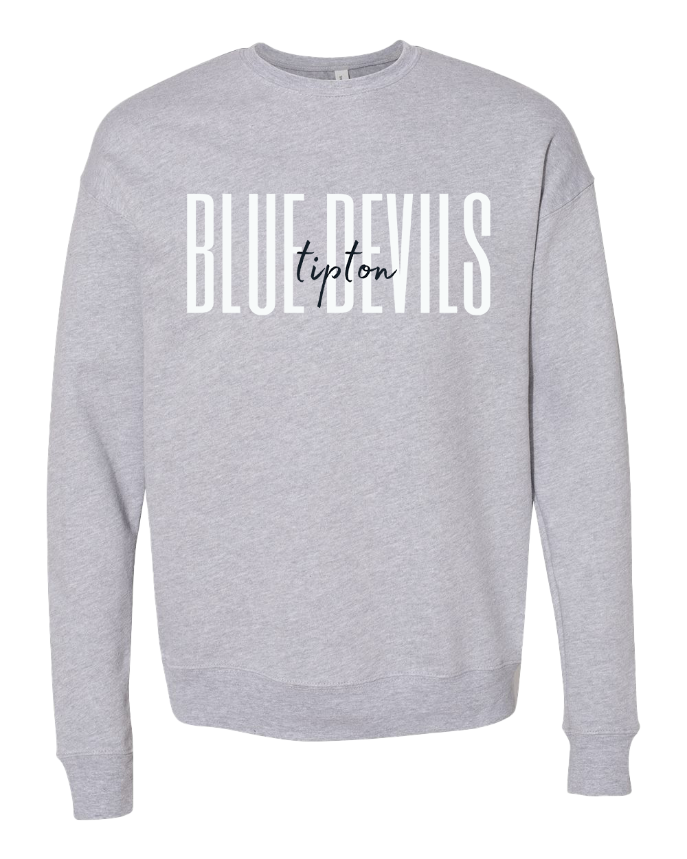 Tipton Blue Devils Script Crew Sweatshirt - Athletic Grey