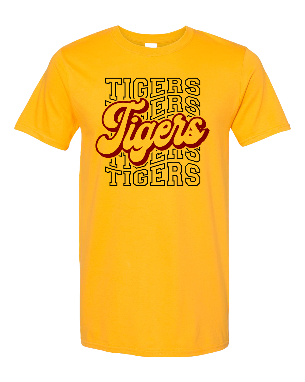 Alex Tigers Wavy Font Tshirt - Gold