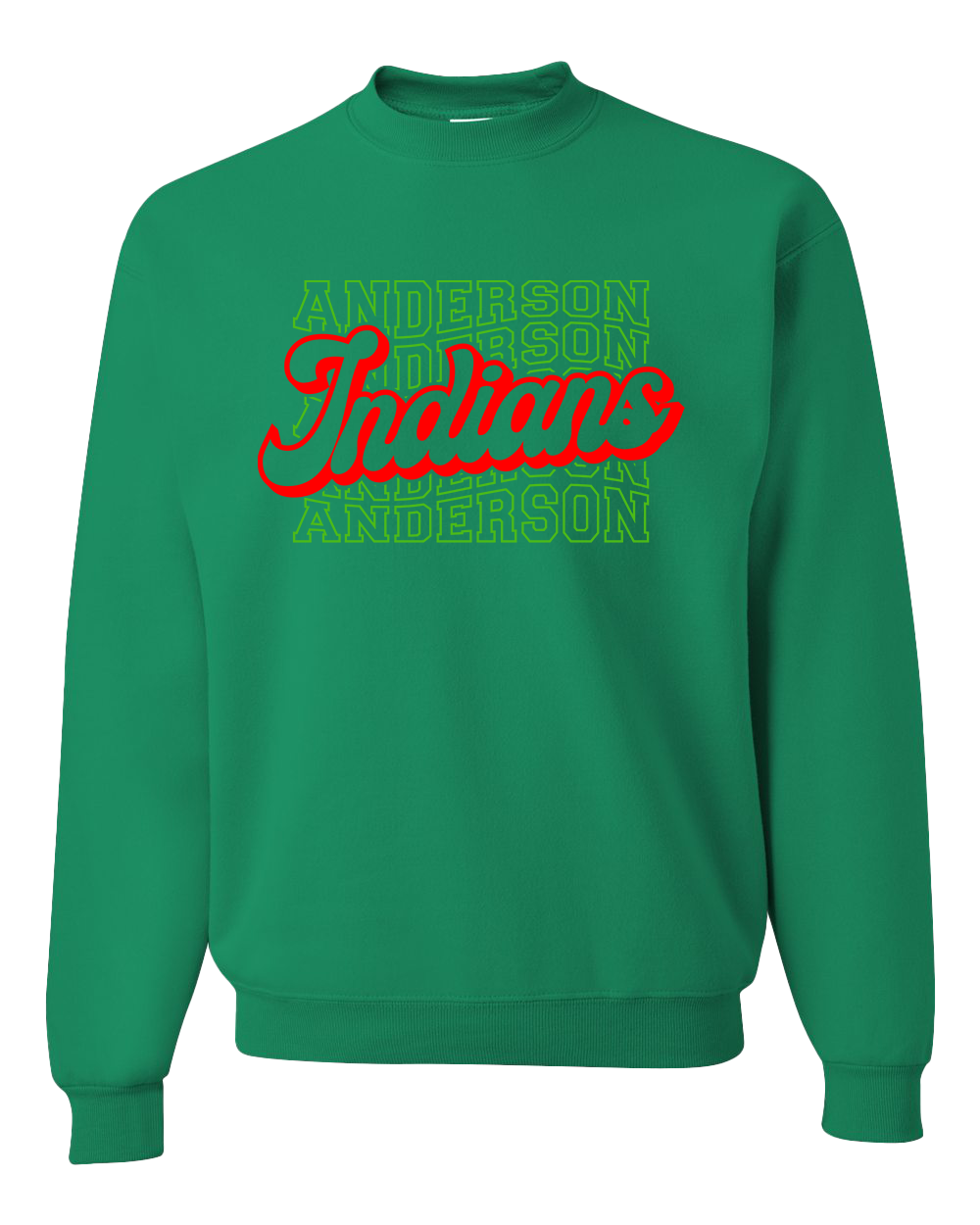 Anderson Indians Wavy - Kelly Green Crew
