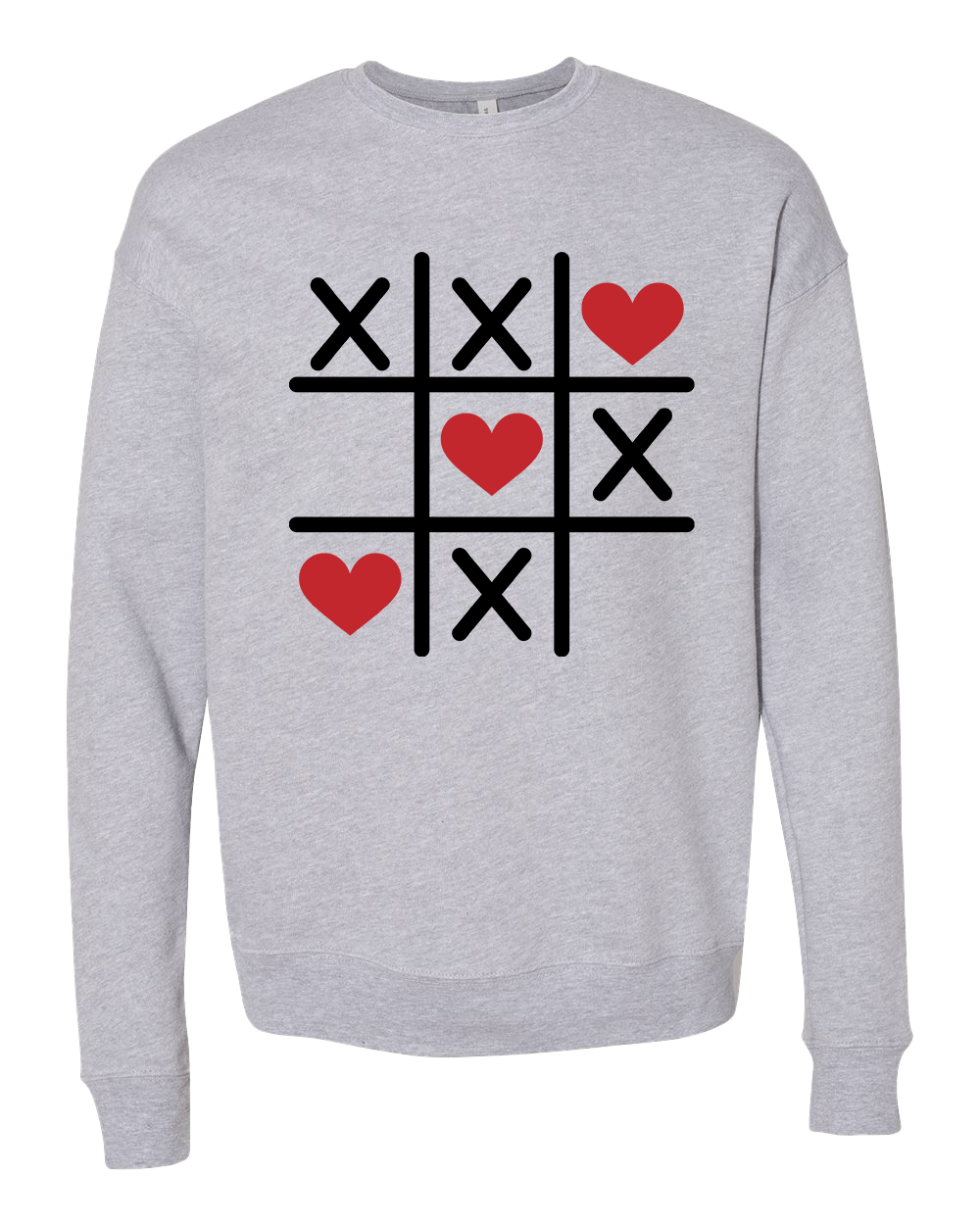 Tic Tac Toe Hearts Crew Sweatshirt - Multiple Colors