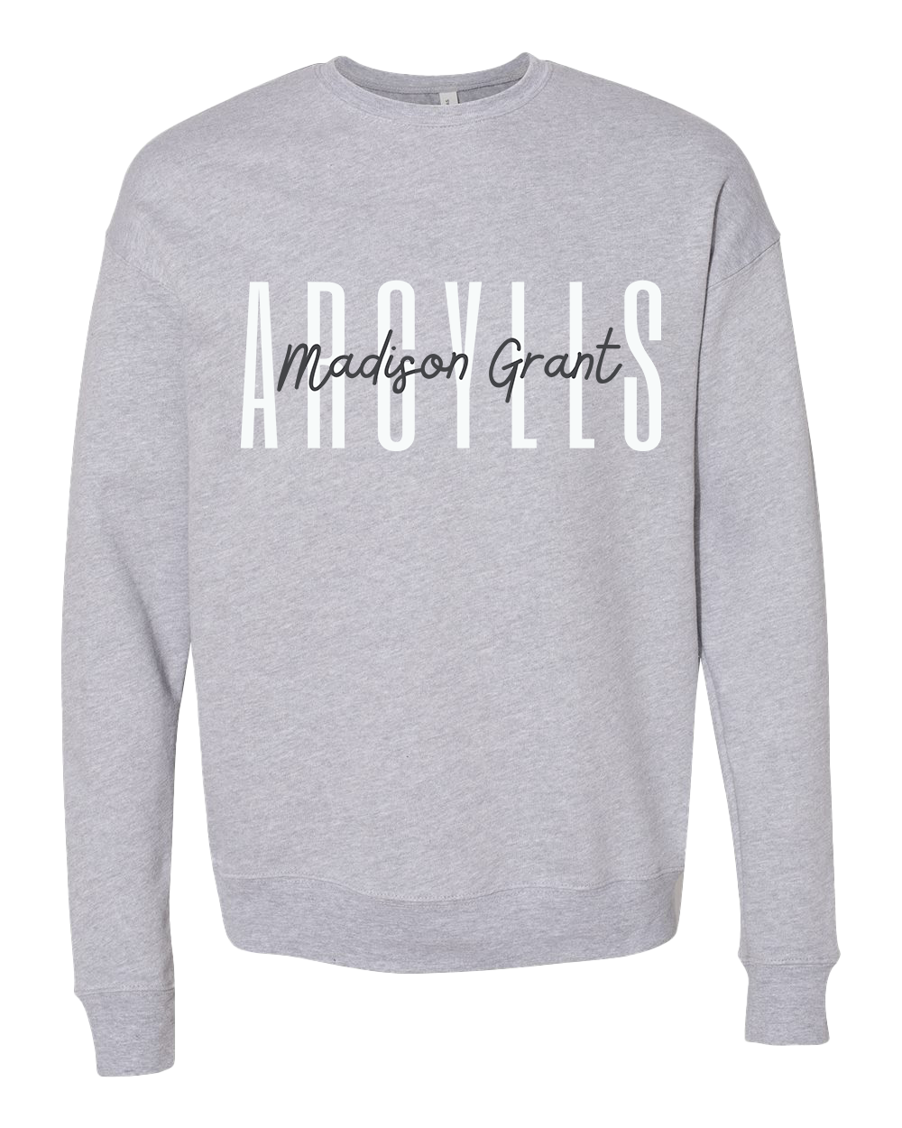 Madison Grant Argylls Tall Font Crew - Heather Grey