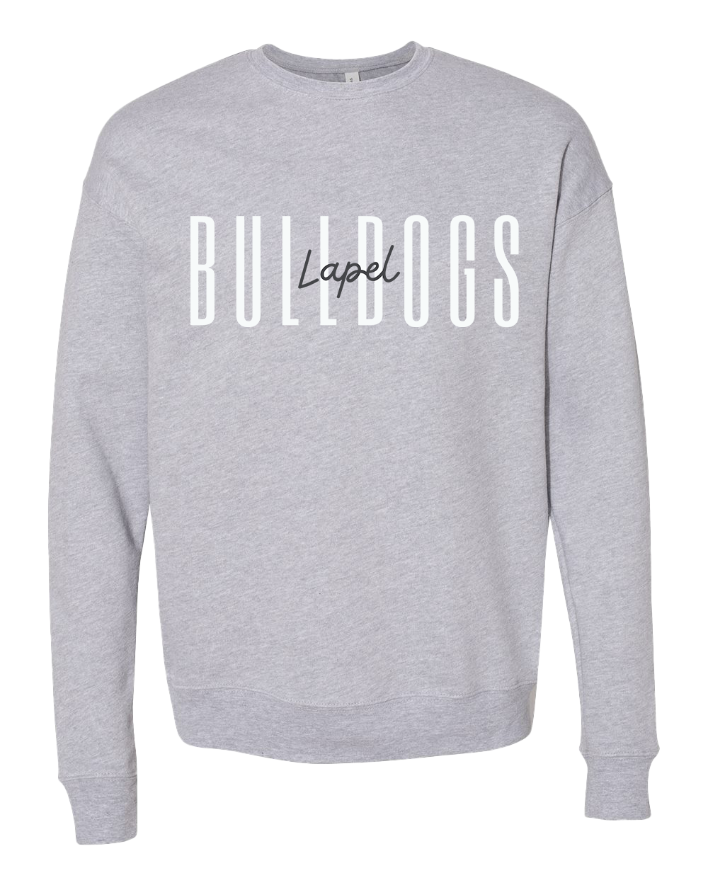 Lapel Bulldogs Tall Font Crew - Heather Grey