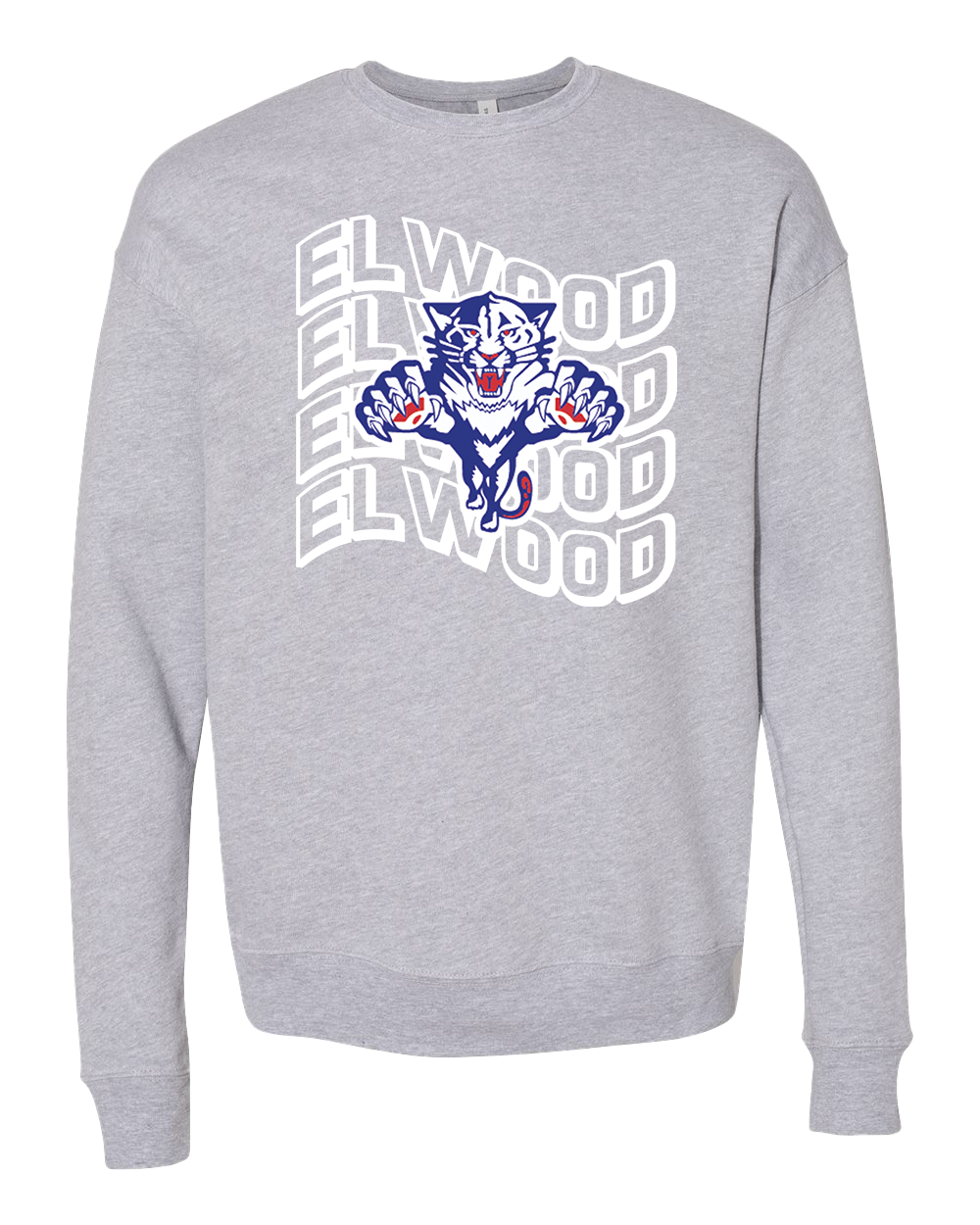 Elwood Panthers Wavy Large Logo Crew Sweatshirt - Athletic Grey