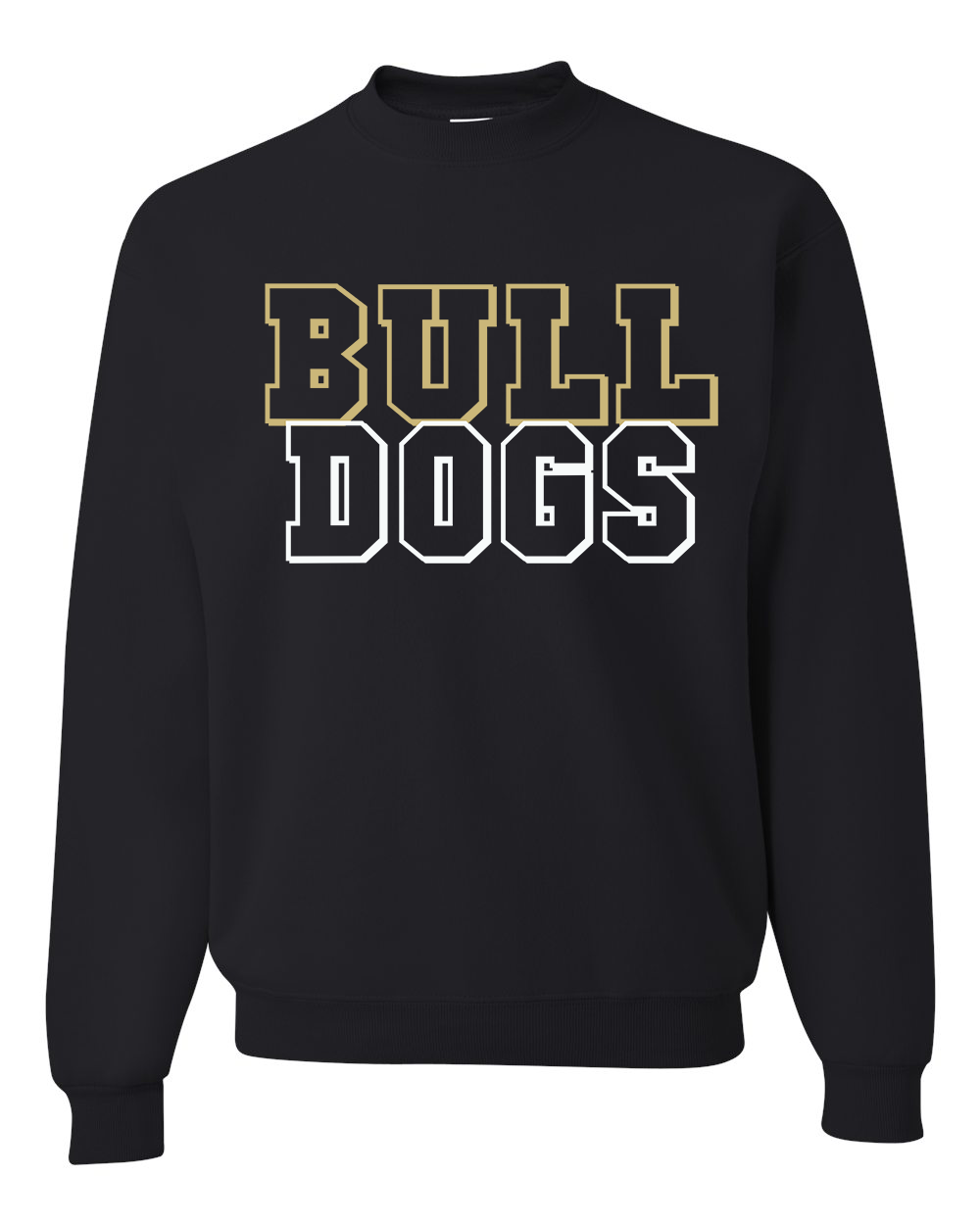 Lapel Bulldogs Big Font Crew Sweatshirt - Black