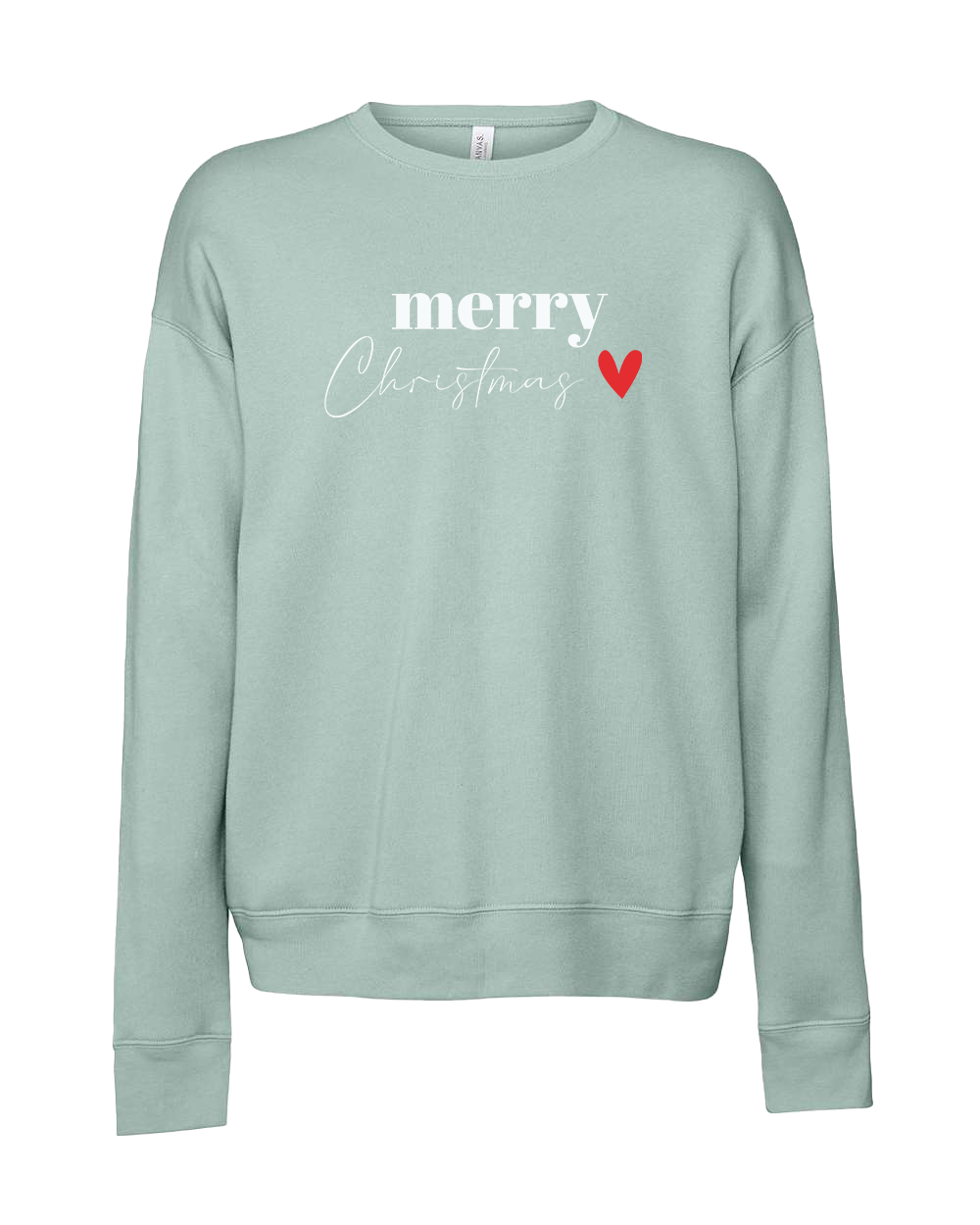 Merry Christmas Heart Sweatshirt - Dusty Blue