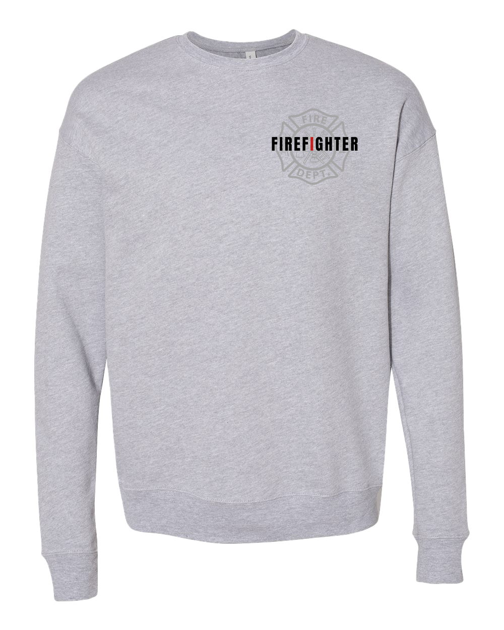 Firefighter Badge Crew Sweatshirt - Athletic Heather