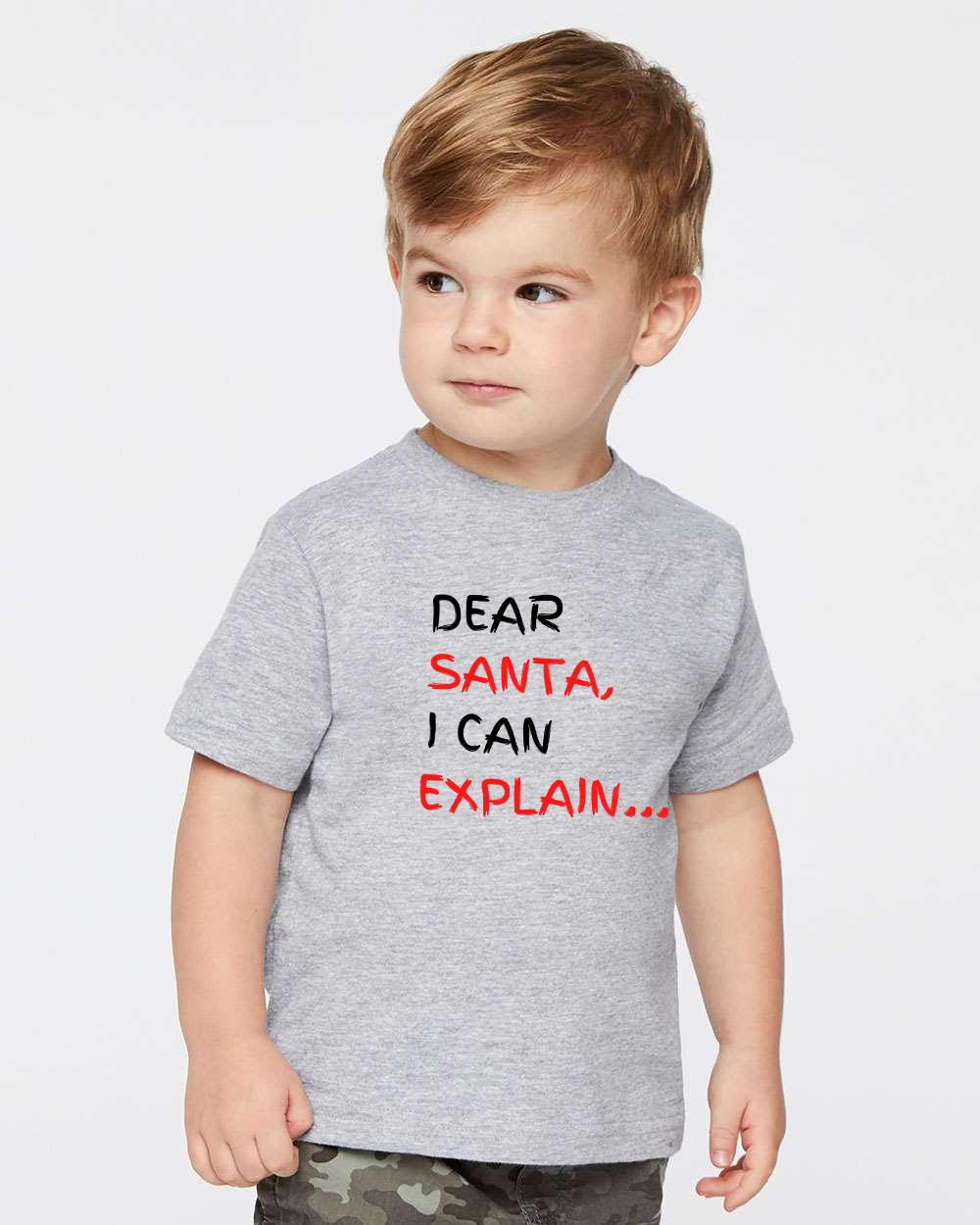 Dear Santa I Can Explain Toddler Tshirt - Heaether Grey