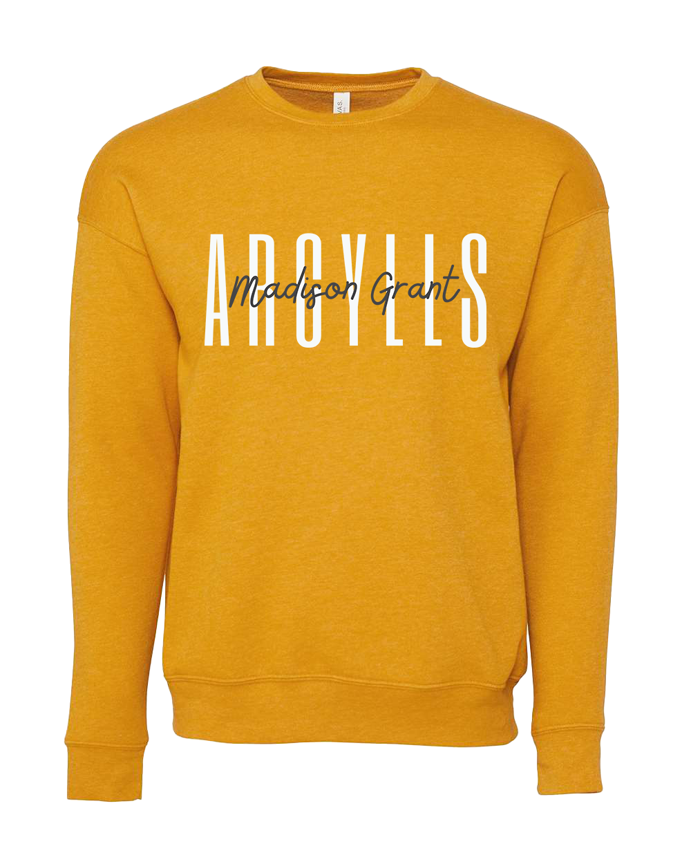 Madison Grant Argylls Tall Font Crew - Heather Mustard