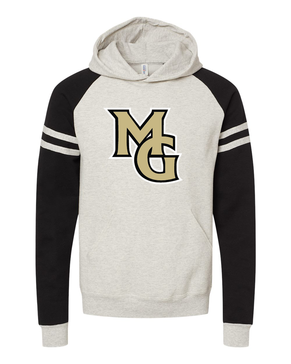 Madison Grant Argylls Raglan Hooded Sweatshirt - Oatmeal Black