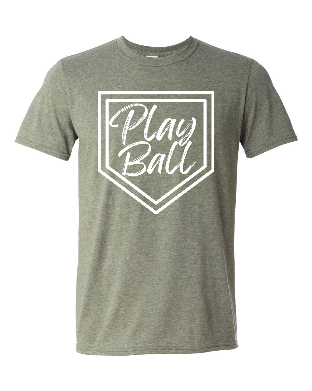 Play Ball Baseball Tshirt - Heather Military Green