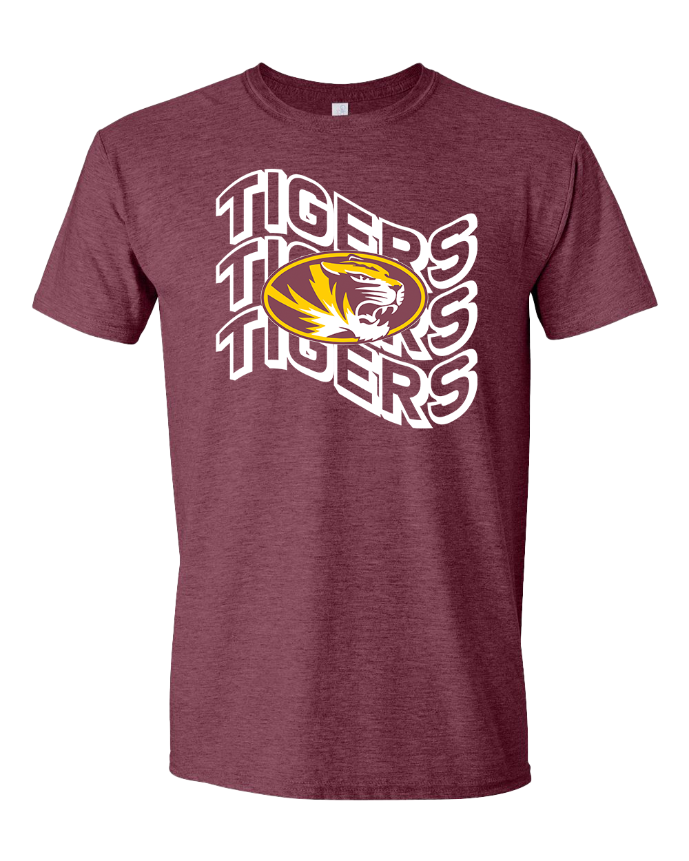 Wavy Alex Tigers Tshirt - Maroon Heather