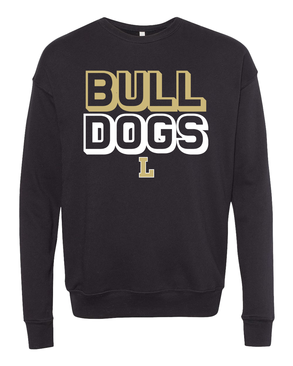 Lapel BULLDOGS Crew Sweatshirt - Black