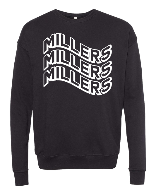 Noblesville Millers Wavy Font Crew Sweatshirt - Black