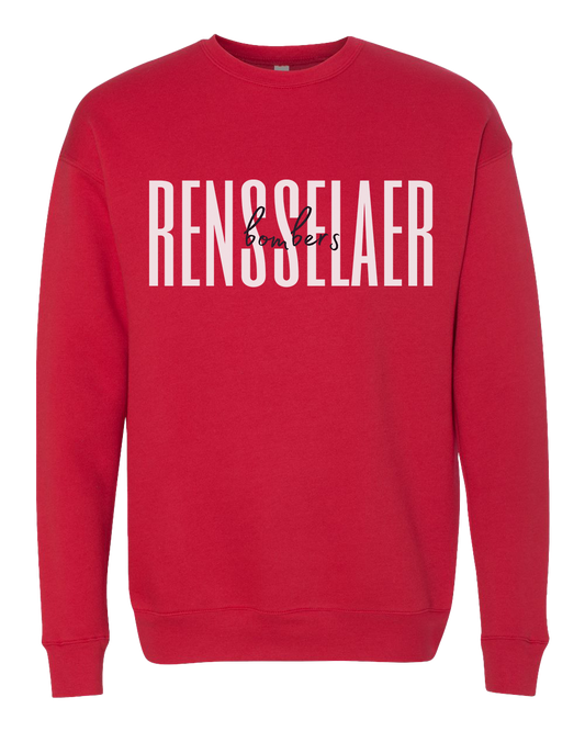 Rensselaer Bombers Script Crew Sweatshirt - Red