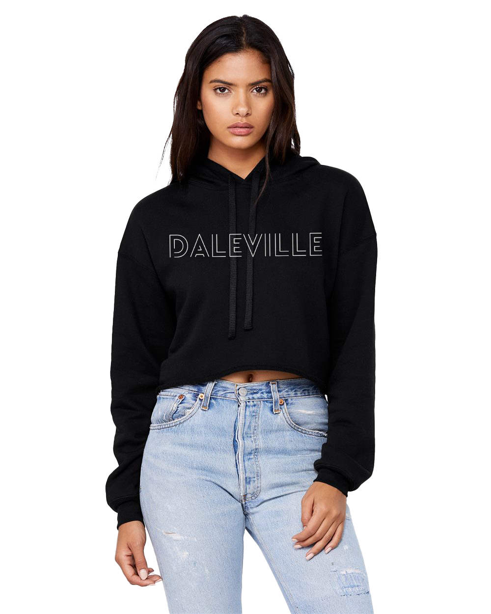 Daleville Broncos Cropped Hooded Sweatshirt - Black