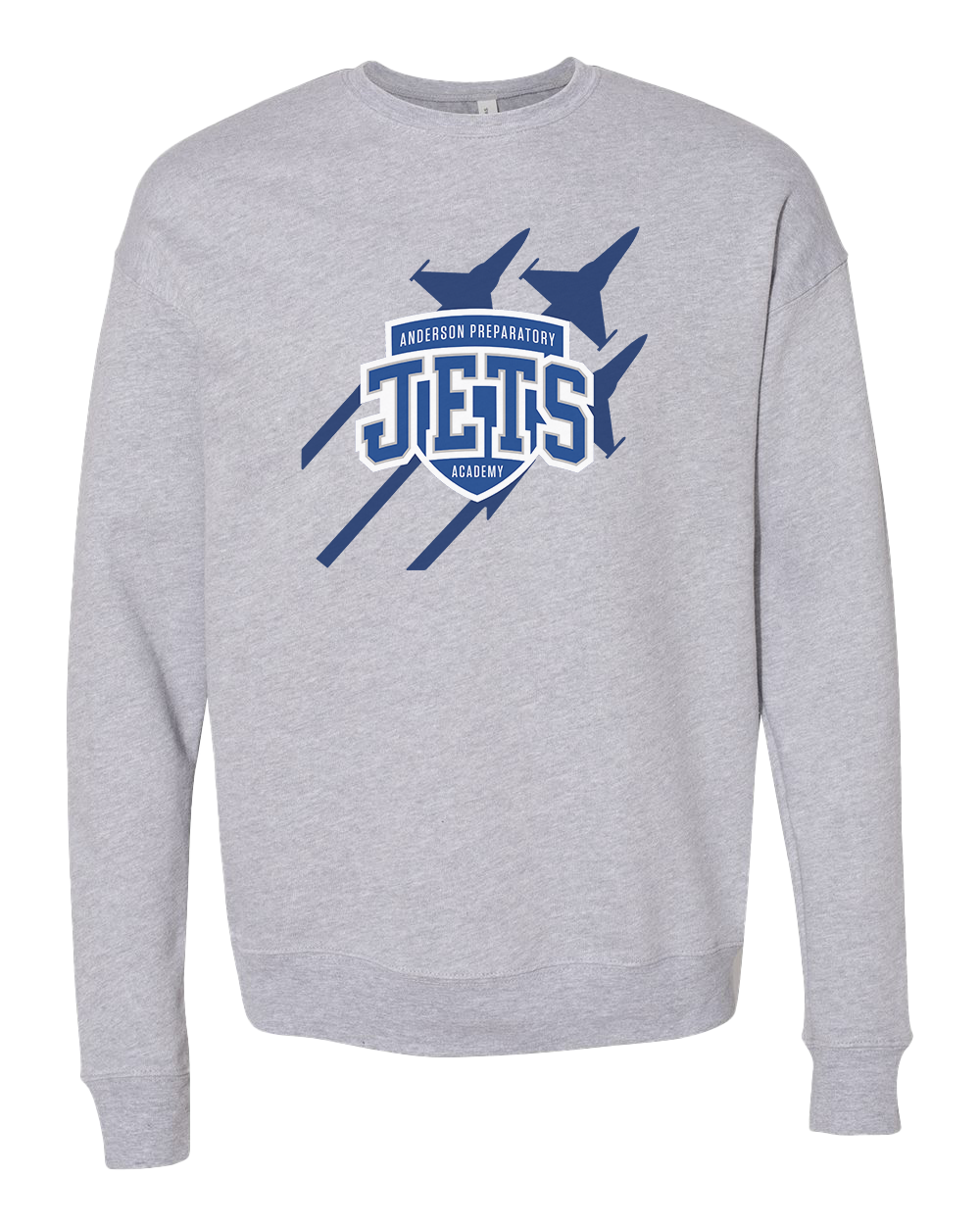 Anderson Preparatory Academy Jets Crew Sweatshirt - Athletic Grey