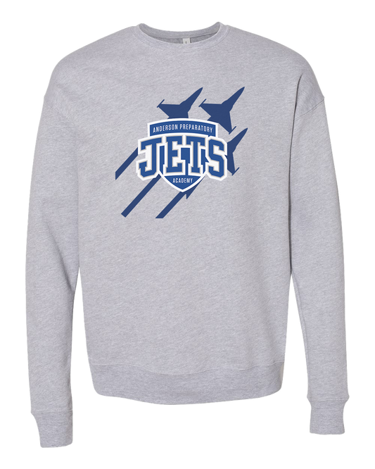 Anderson Preparatory Academy Jets Crew Sweatshirt - Athletic Grey