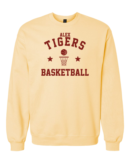 Alex Tigers Basketball Crewneck Sweatshirt - Yellow
