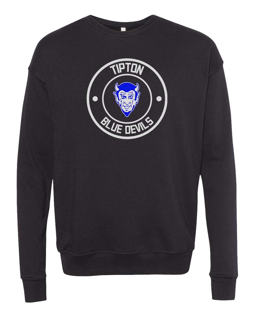 Tipton Blue Devils Round Print Crew Sweatshirt - Black