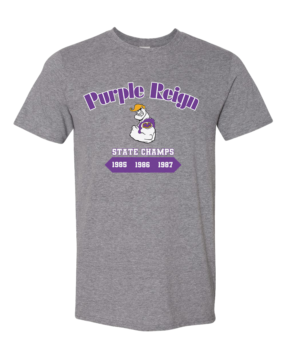 Marion Giants Purple Reign Basketball Tshirt - Graphite Heather