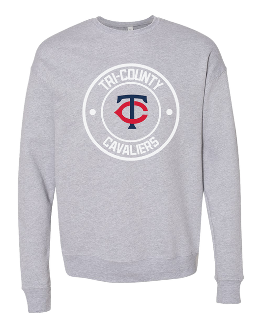 Tri-County Cavaliers Round Logo Crew Sweatshirt - Athletic Heather