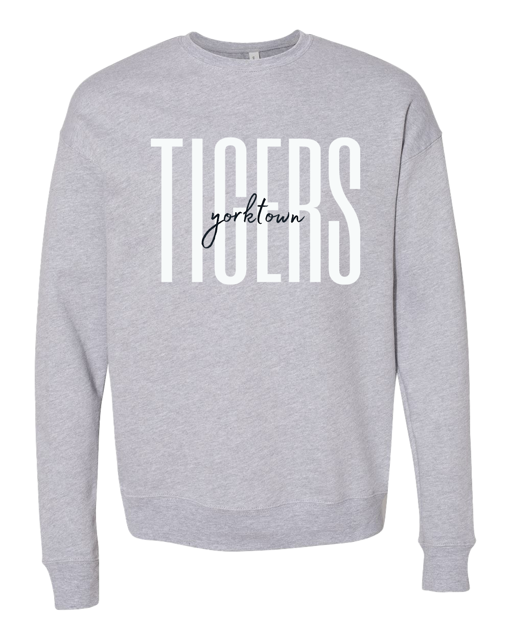 Yorktown Tigers Script Crew Sweatshirt - Athletic Grey