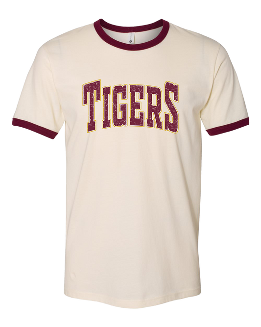 Alex Tigers Retro Ringer Tee - Maroon