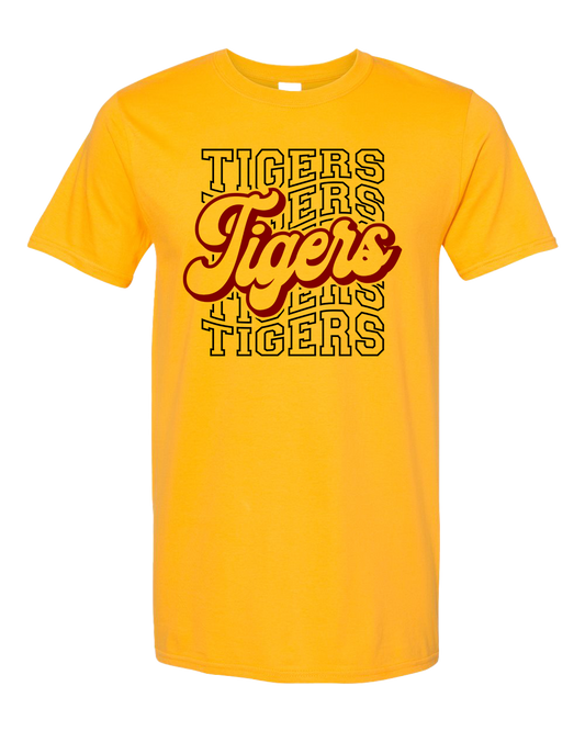 Alex Tigers Wavy Font Tshirt - Gold