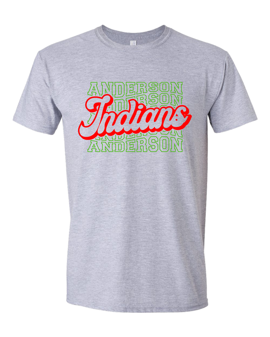 Anderson Indians Wavy T-Shirt - Sports Grey