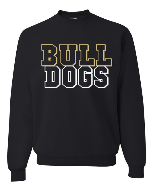 Lapel Bulldogs Big Font Crew Sweatshirt - Black