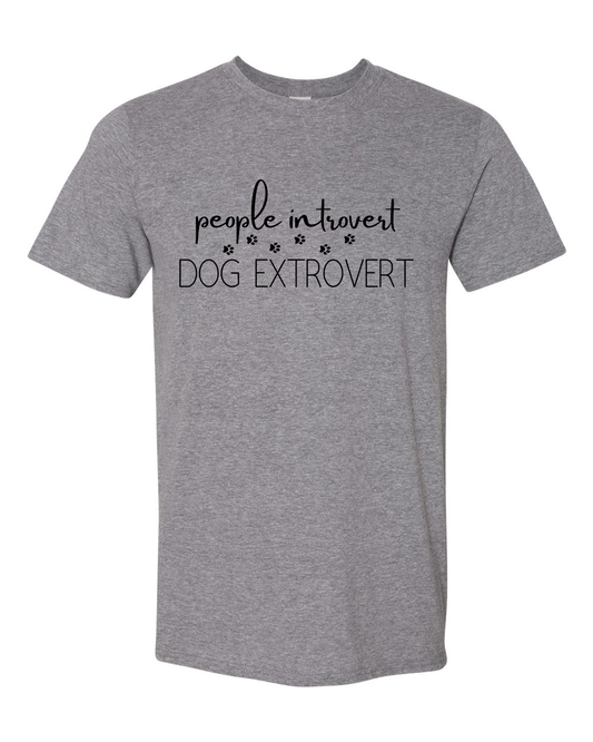 People Introvert Dog Extrovert Tshirt - Graphite Heather