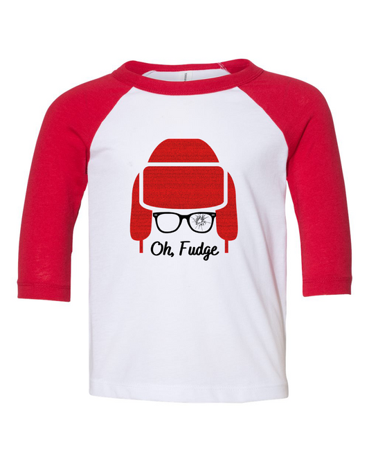 Toddler Oh Fudge 3/4 Sleeve Tshirt - Red/White