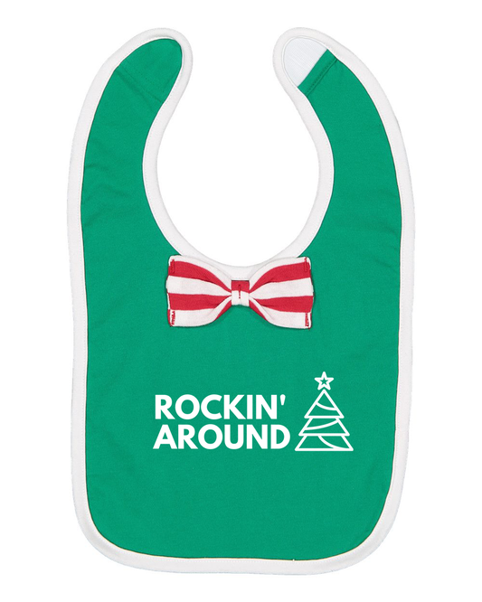 Rockin' Around Infant Bib - Green Bowtie