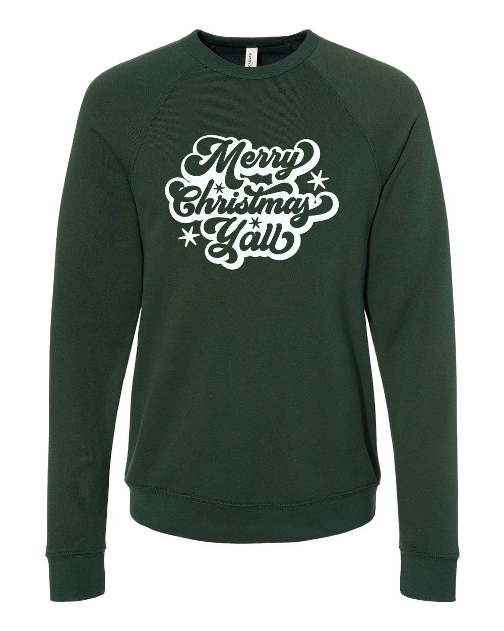 Merry Christmas Y'all Crew Sweatshirt - Forest Green