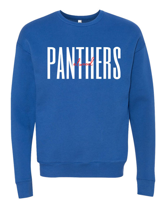 Elwood Panthers Tall Font Crew Sweatshirt - Royal Blue